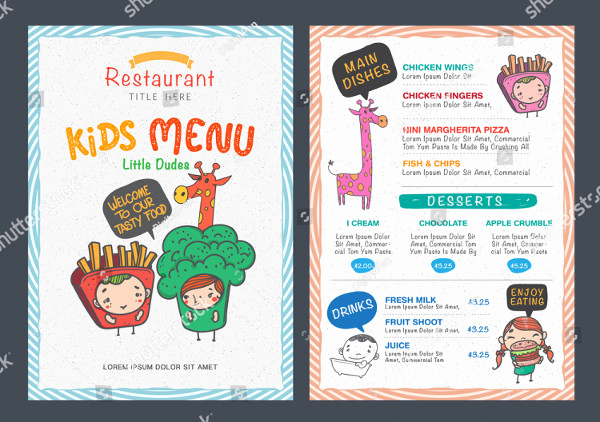 Free Kid Menu Template Luxury Printable Kids Menu Template 27 Free &amp; Premium Download