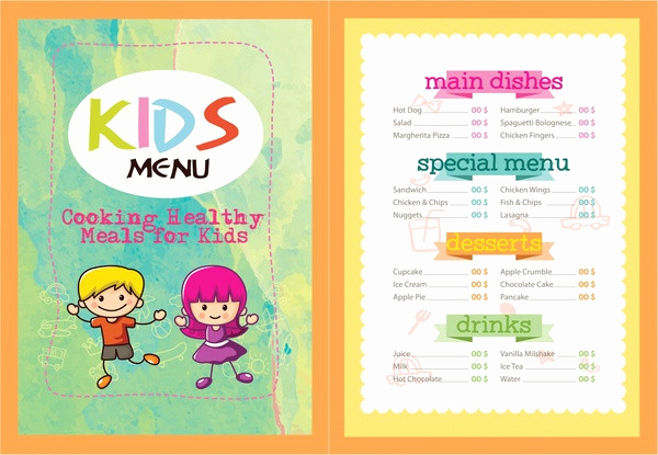 Free Kid Menu Template Unique Printable Kids Menu Template 27 Free &amp; Premium Download