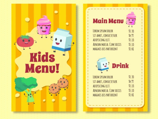 Free Kids Menu Template Best Of 9 Free Menu Templates