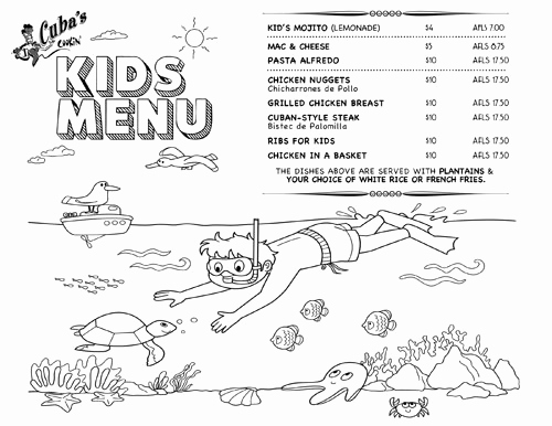 Free Kids Menu Template Fresh Kids Menu