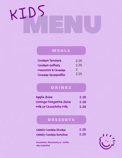 Free Kids Menu Template New Customize 95 Kids Menu Templates Online Canva