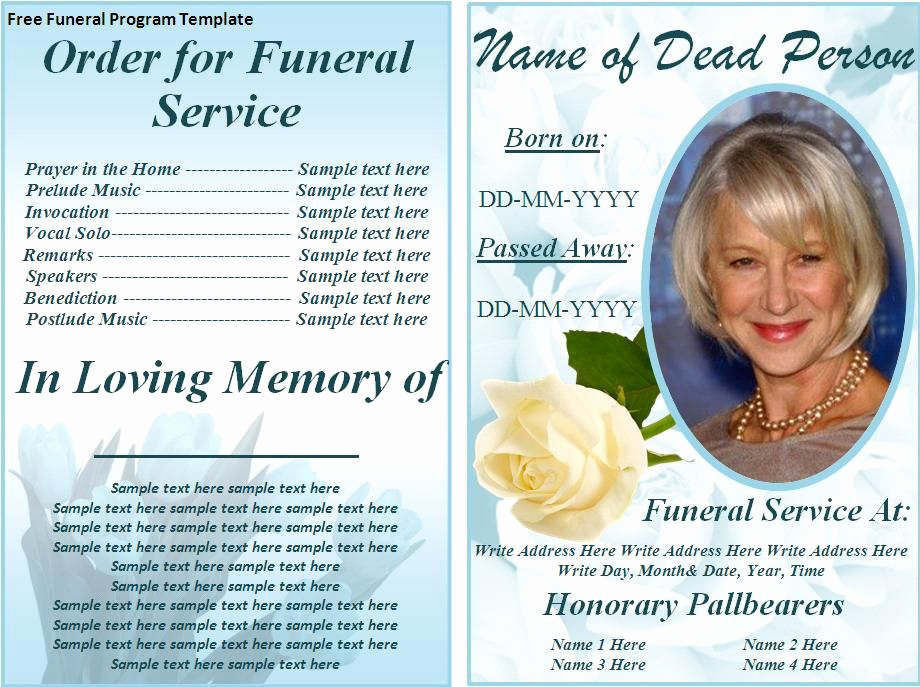 Free Memorial Program Template Download Fresh Free Funeral Program Templates