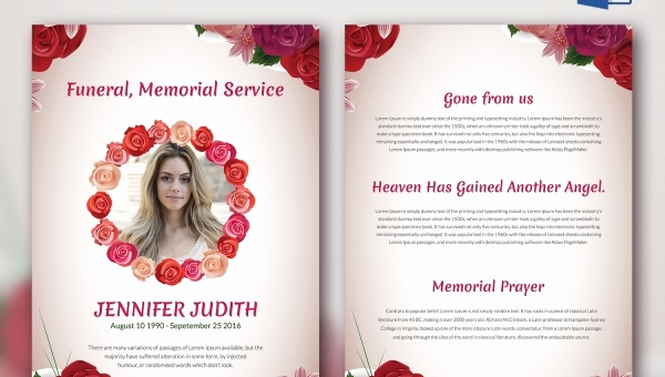 Free Memorial Program Template Download Lovely 6 Funeral Memorial Program Templates Word Psd format