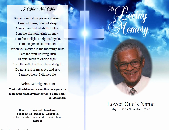 Free Memorial Program Template Download New Cross Single Fold Funeral Program