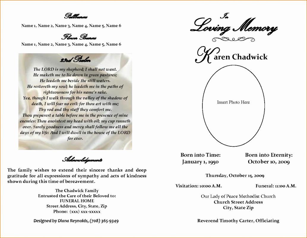 Free Memorial Program Template Download Unique Free Editable Funeral Program Template