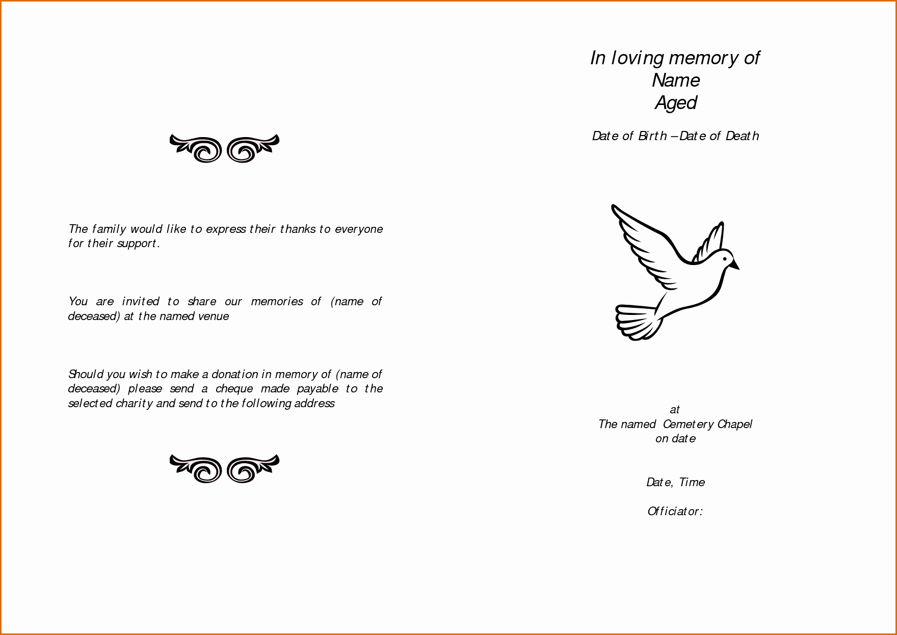 Free Memorial Program Template Elegant 11 Free Funeral Program Templates