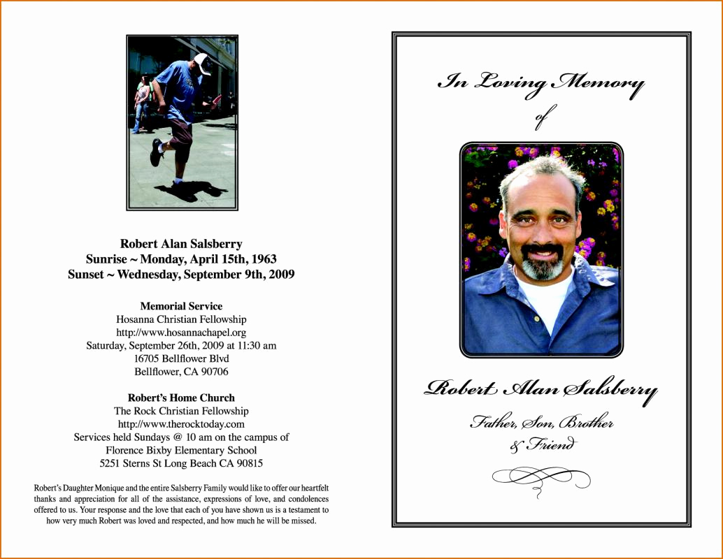 Free Memorial Program Template Lovely Funeral order Service Template