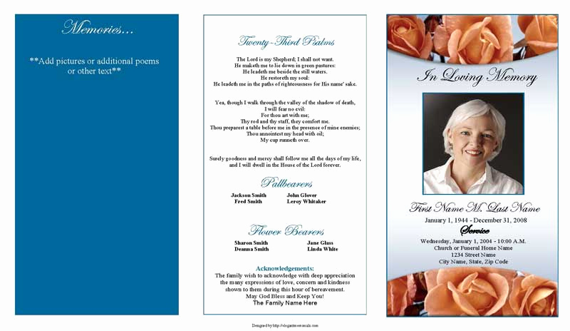 Free Memorial Program Template Luxury Memorial Roses Trifold Funeral Program Template Elegant