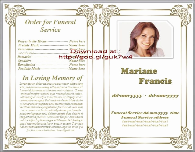 Free Memorial Program Template New Traditional Free Obituary Template for Funeral In