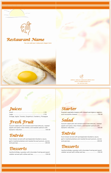 Free Menu Template Microsoft Word Awesome 11 Free Sample Breakfast Menu Templates Printable Samples