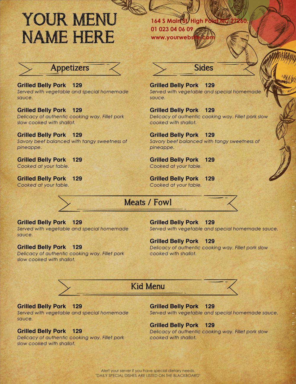 Free Menu Template Microsoft Word Awesome Design &amp; Templates Menu Templates Wedding Menu Food