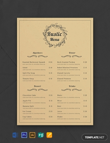 Free Menu Template Microsoft Word Best Of 10 Rustic Menu Templates Ms Word Shop Indesign