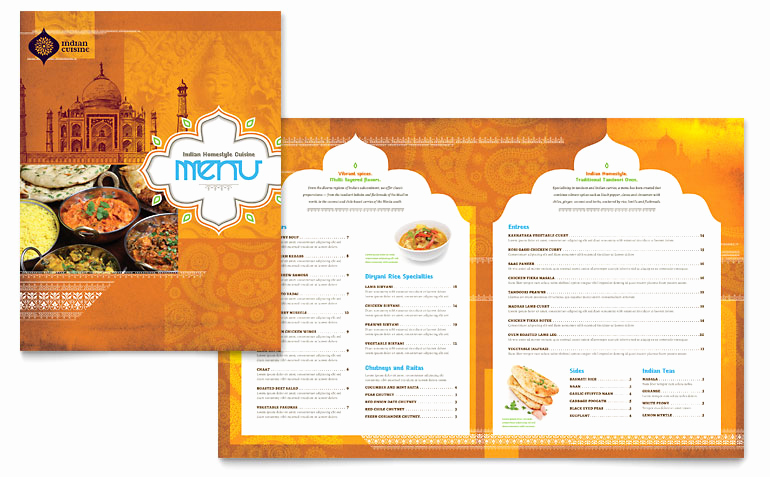 Free Menu Template Microsoft Word Luxury Indian Restaurant Menu Template Word &amp; Publisher