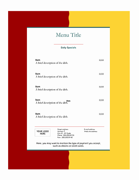 Free Menu Template Word Awesome Free Restaurant Menu Templates Word Templates for Free