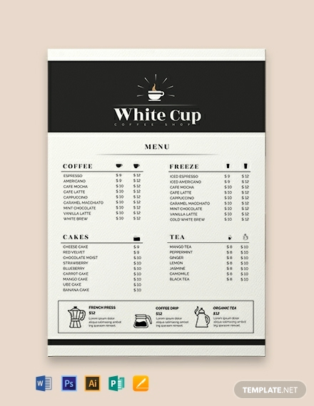 Free Menu Template Word Lovely 11 Drinks Menu Templates Illustrator Shop Ms Word