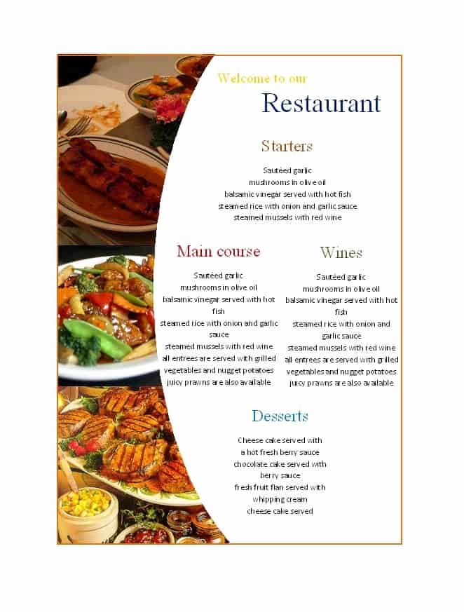 Free Menu Template Word New 21 Free Free Restaurant Menu Templates Word Excel formats