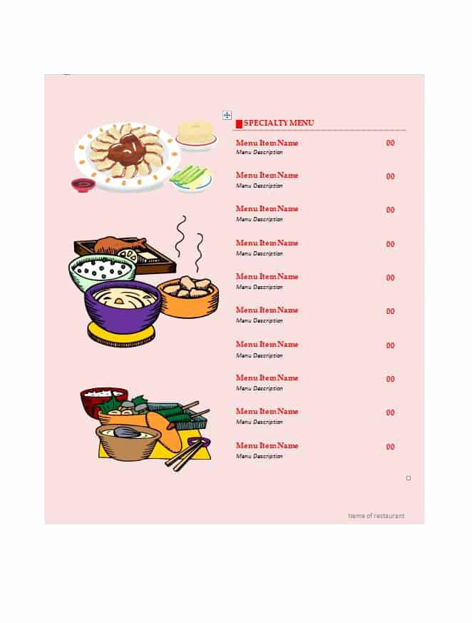 Free Menu Template Word Unique 21 Free Free Restaurant Menu Templates Word Excel formats