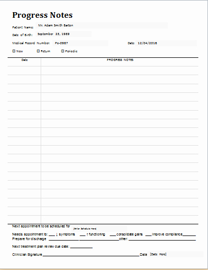 Free Nursing Progress Notes Template Beautiful Patient Progress Notes Template for Word