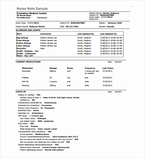 Free Nursing Progress Notes Template Inspirational Free 8 Nursing Note Templates In Pdf