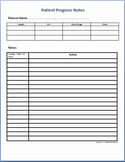 Free Nursing Progress Notes Template New Patient Progress Notes form