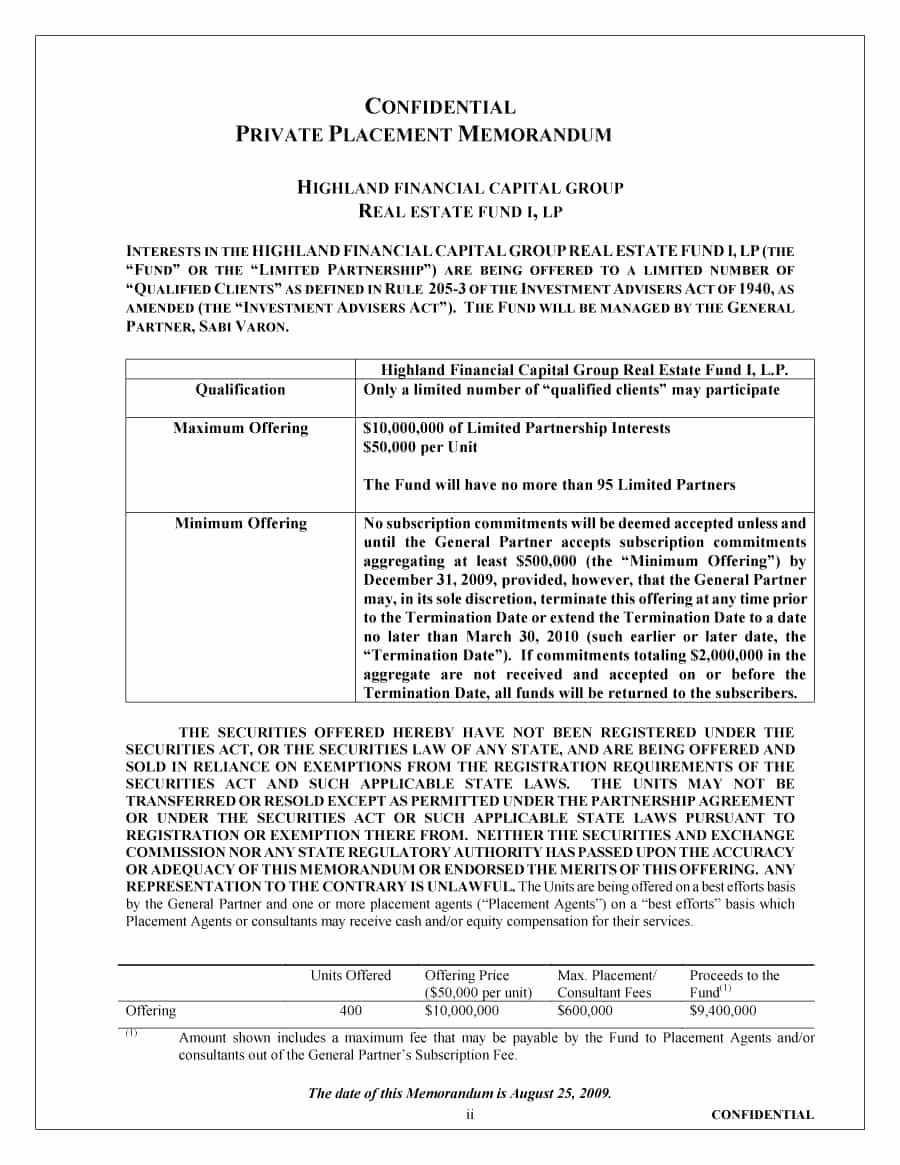 Free Offering Memorandum Template Awesome 40 Private Placement Memorandum Templates [word Pdf]