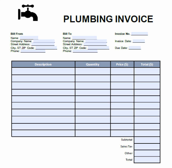 Free Plumbing Invoice Template Beautiful 8 Plumbing Invoices Free Word Pdf format Download