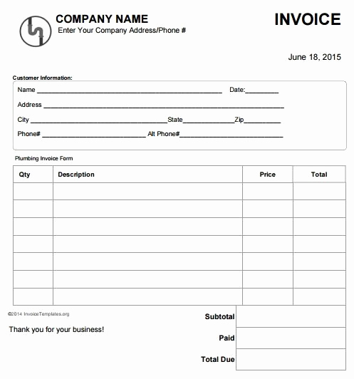 Free Plumbing Invoice Template Elegant Plumbing Invoice Template Free 4