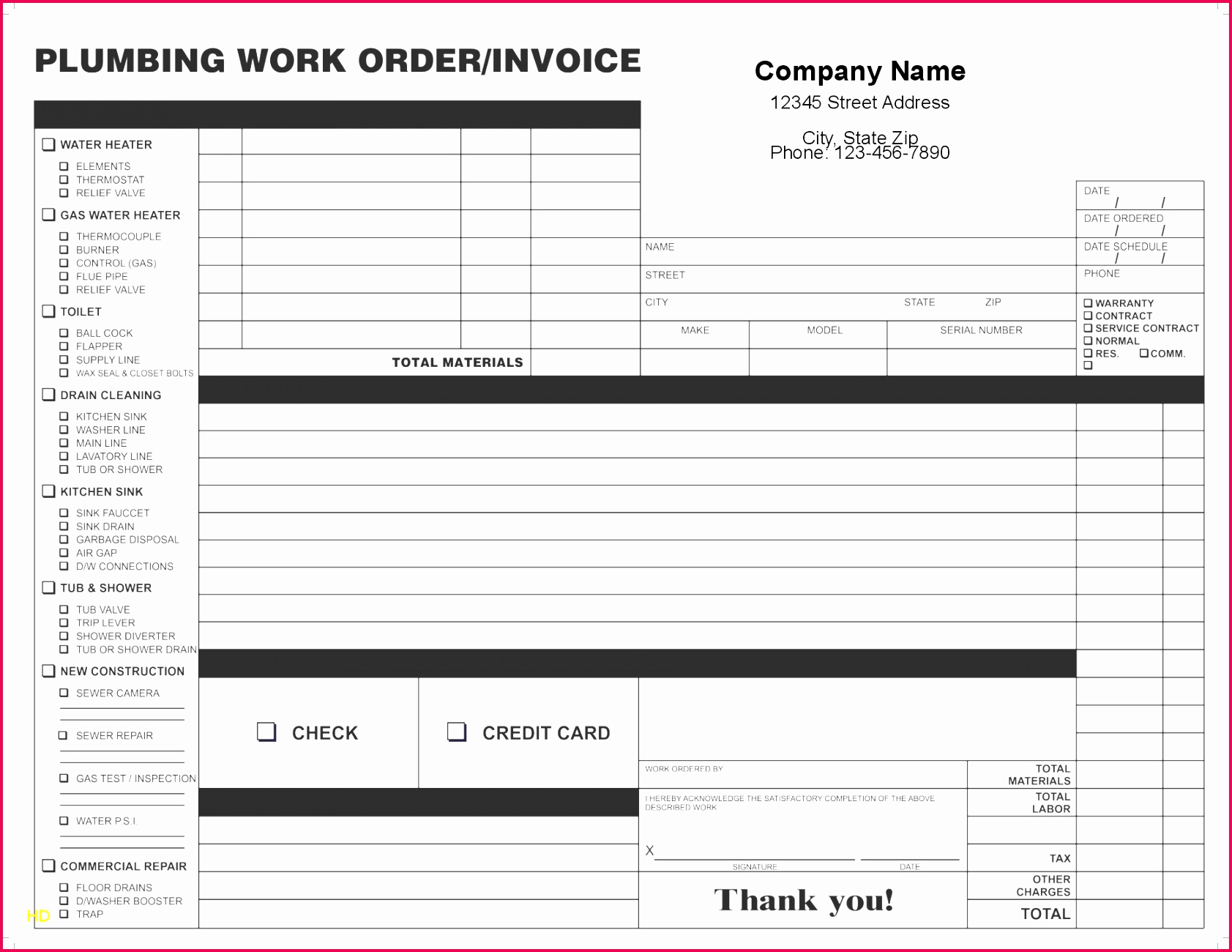 Free Plumbing Invoice Template Fresh 5 Sample Billing Invoice Excel