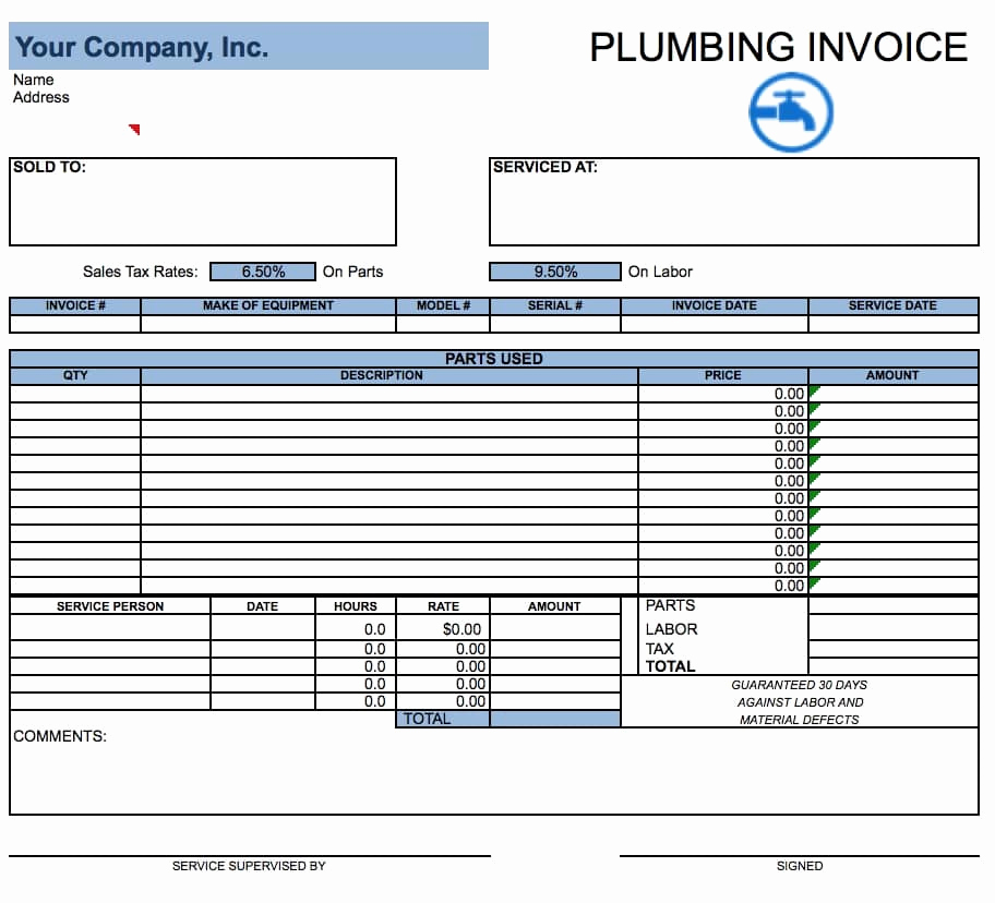 Free Plumbing Invoice Template Fresh Free Plumbing Invoice Template Pdf Word