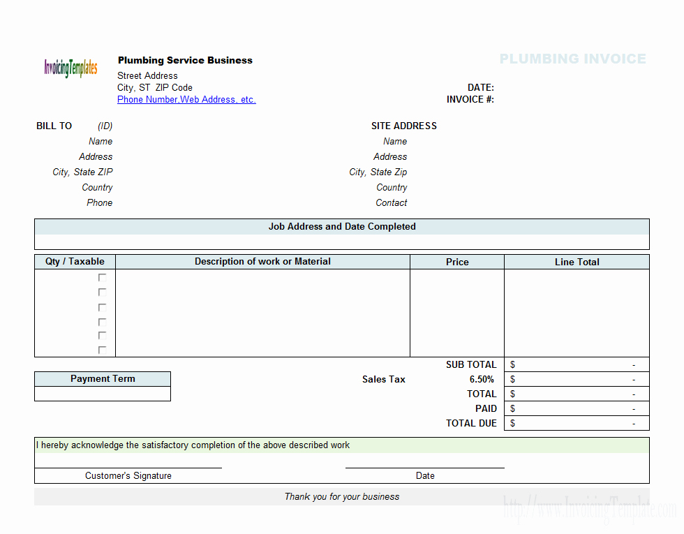 Free Plumbing Invoice Template Unique Landscaping Invoice Template