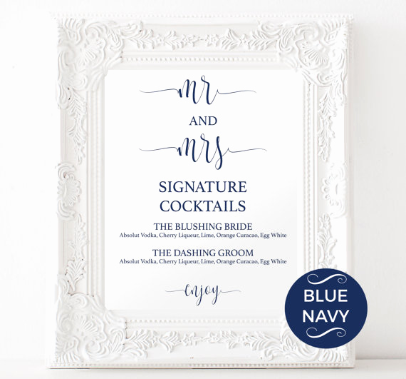 Free Printable Drink Menu Template Beautiful Signature Drinks Printable Navy Signature Drink