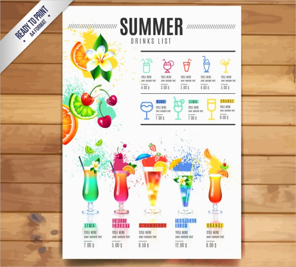 Free Printable Drink Menu Template Elegant 21 Cocktail Menu Templates Free &amp; Premium Download