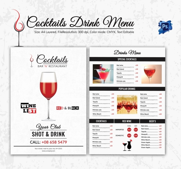 Free Printable Drink Menu Template Elegant Drink Menu Template – 25 Free Psd Eps Documents Download