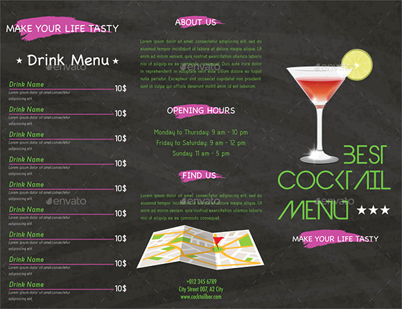 Free Printable Drink Menu Template Fresh Cocktail Menu Templates 59 Free Psd Eps Documents