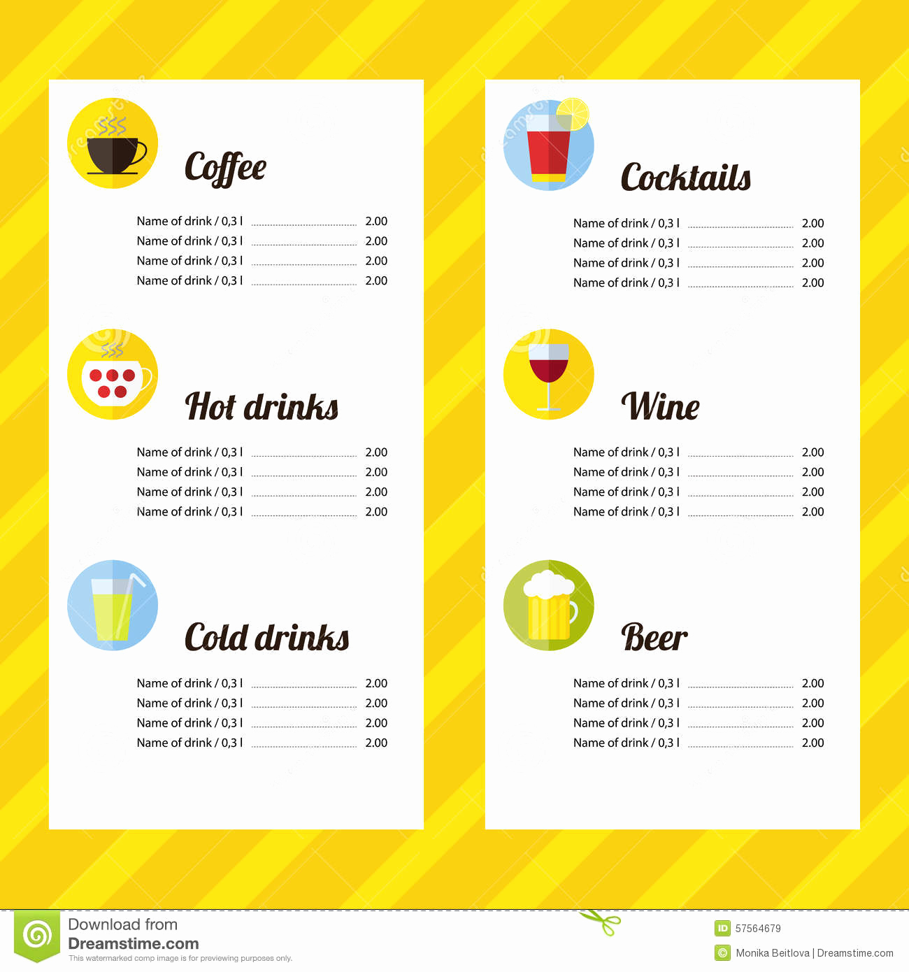 Free Printable Drink Menu Template Fresh Drink Menu Template Stock Vector Image