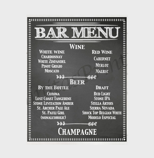 Free Printable Drink Menu Template Inspirational 24 Bar Menu Templates – Free Sample Example format