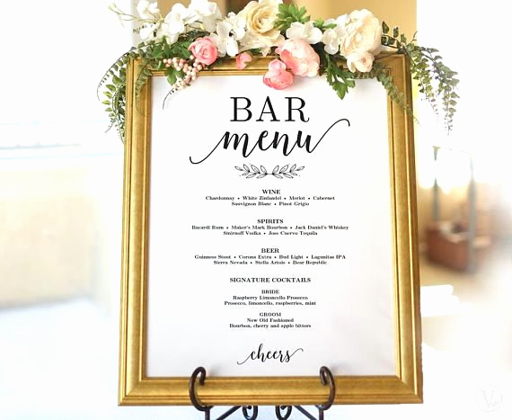 Free Printable Drink Menu Template Lovely Wedding Drinks Menu Sign Printable Wedding Bar Menu