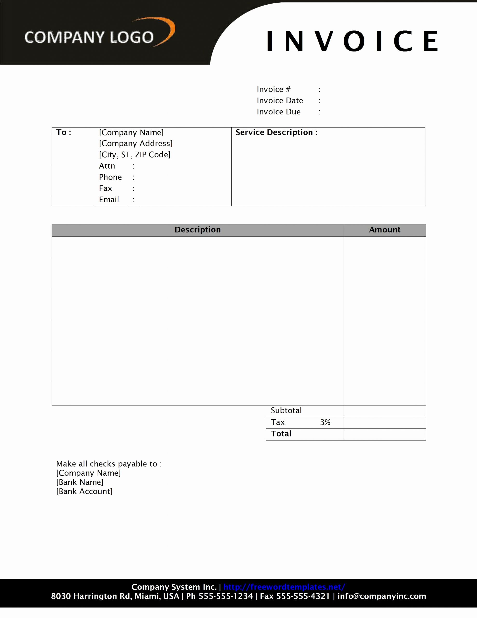 Free Printable Invoice Template Word Beautiful Invoice Template Word 2010