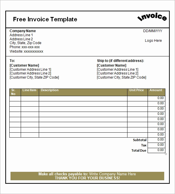 Free Printable Invoice Template Word Elegant Free 47 Sample Blank Invoice Templates In Word