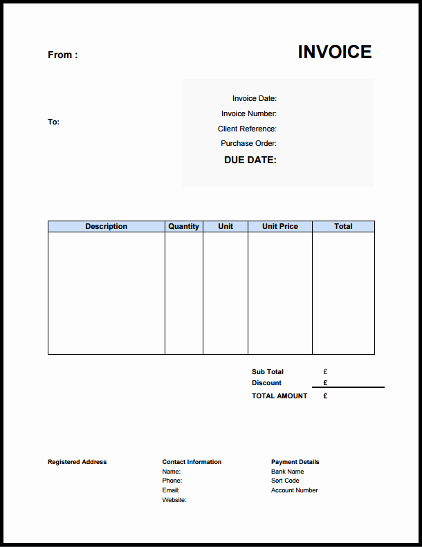 Free Printable Invoice Template Word Fresh Free Invoice Template Uk Use Line or Download Excel &amp; Word