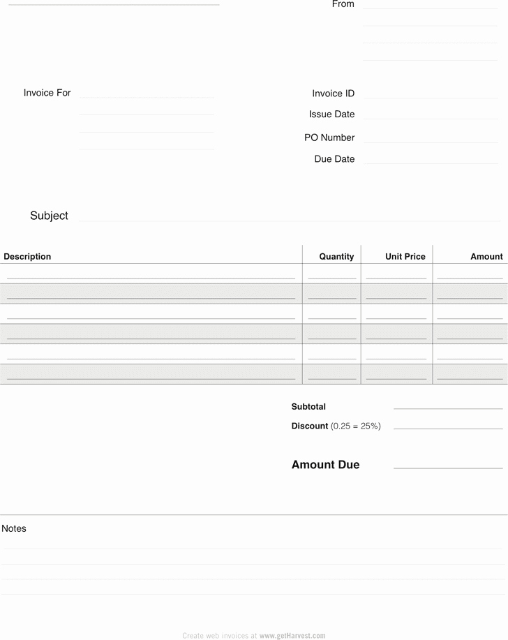 Free Printable Invoice Template Word Inspirational Free Blank Invoice Template for Excel