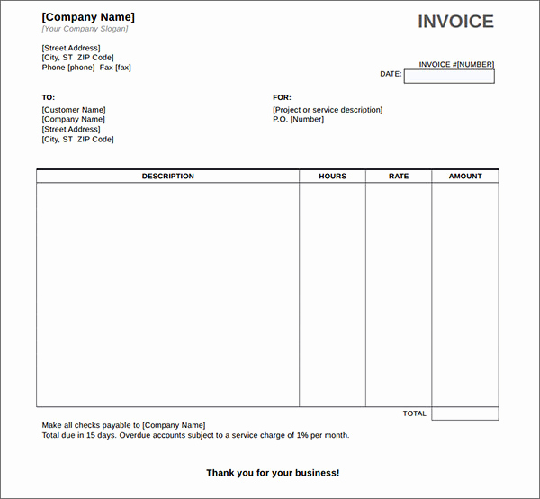 Free Printable Invoice Template Word Inspirational Service Invoice Template Word Download Free
