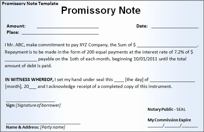 Free Promissory Note Template Pdf Unique Promissory Note Template