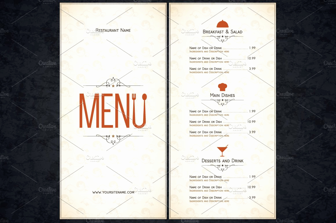 Free Restaurant Menu Template Word Best Of Restaurant Menu Template Card Templates Creative Market