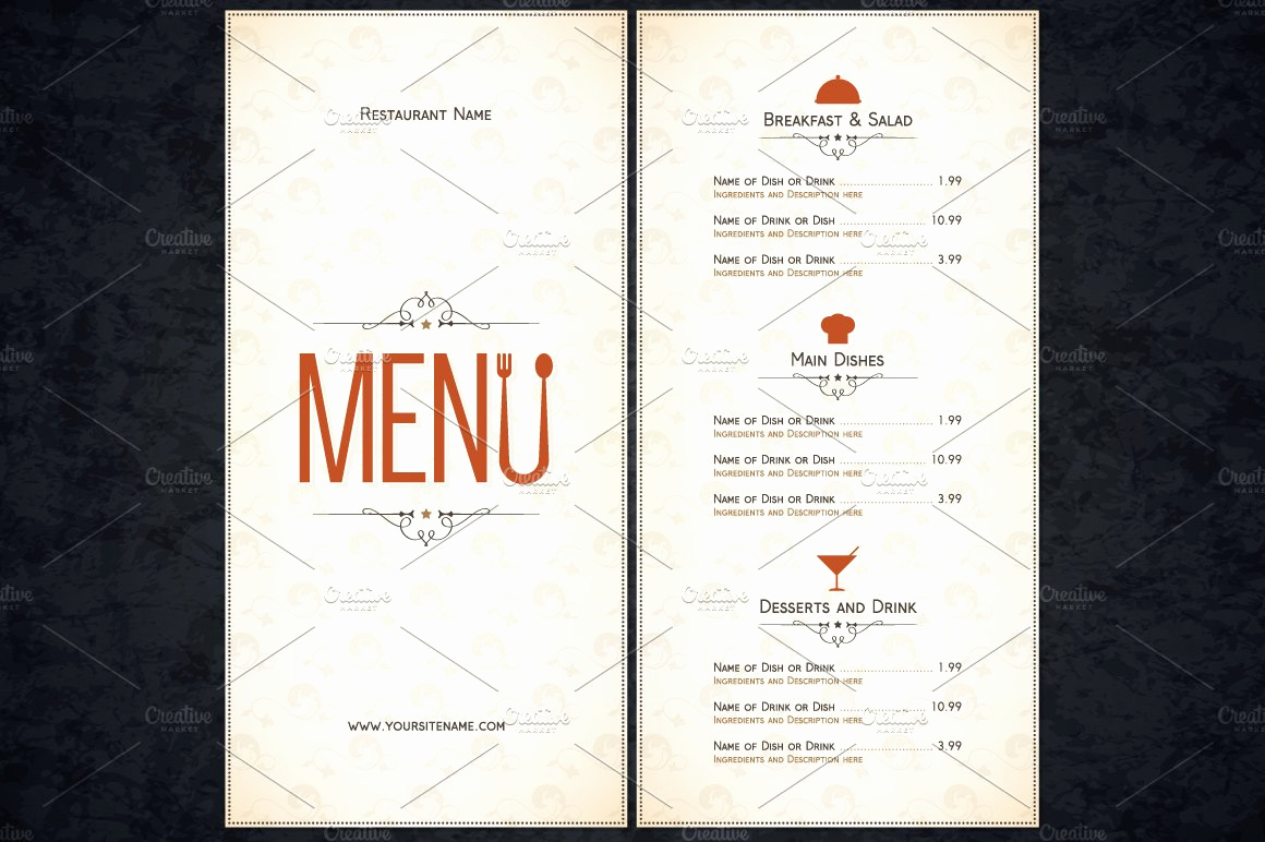 Free Restaurant Menu Template Word Best Of Restaurant Menu Template Card Templates Creative Market