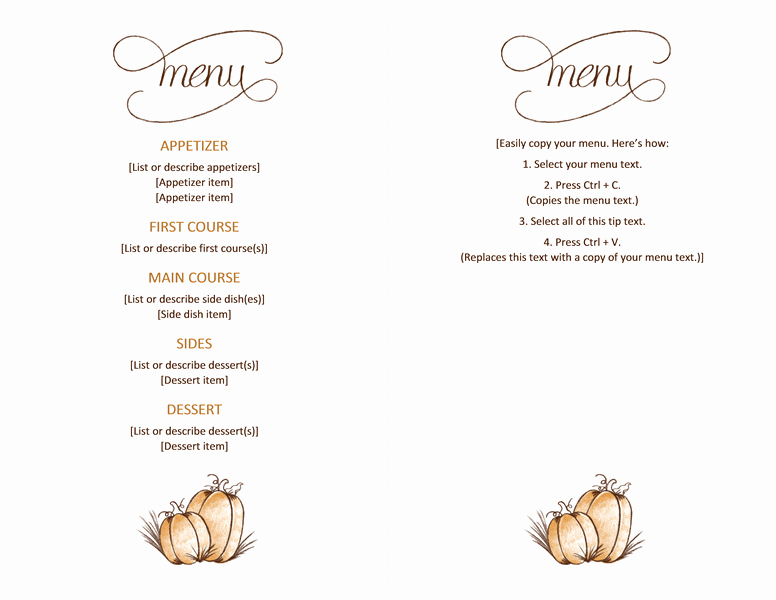 Free Restaurant Menu Template Word Fresh Free Able Printable Thanksgiving Menu