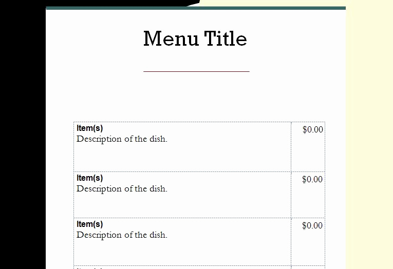 Free Restaurant Menu Template Word Luxury Menu Template Word