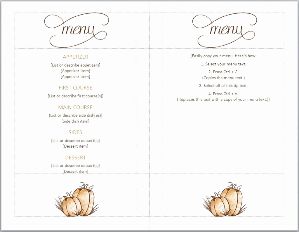 Free Restaurant Menu Template Word Unique Free Thanksgiving Menu Template