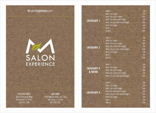 Free Salon Menu Template Elegant 9 Salon Menu Templates Psd Vector Eps Ai Illustrator