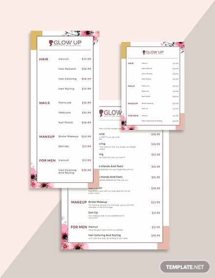 Free Salon Menu Template Inspirational Free Salon Menu Template Word Psd Indesign